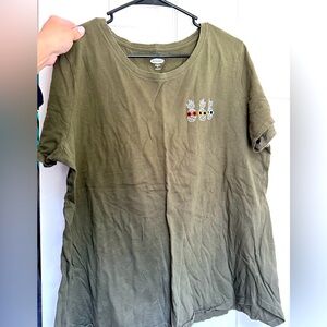 Old Navy Olive Tee with Pineapple Design